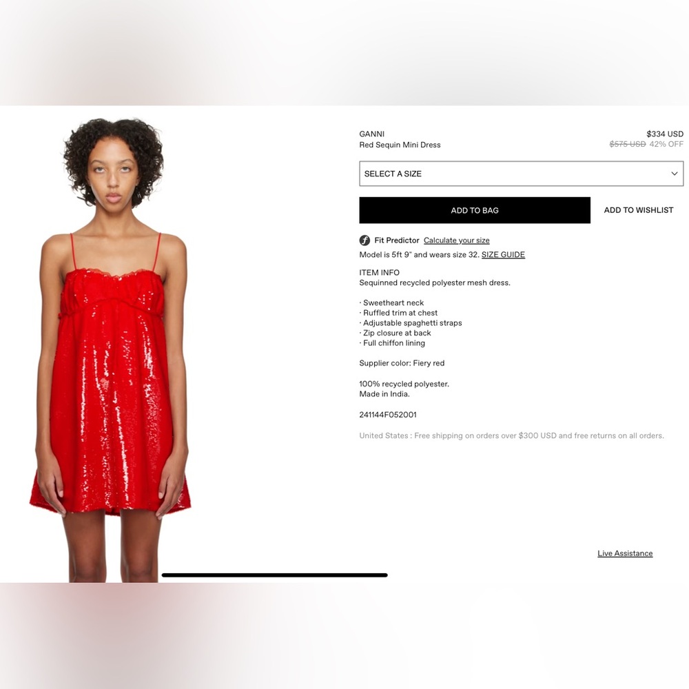 GANNI-Red Sequin Mini Dress